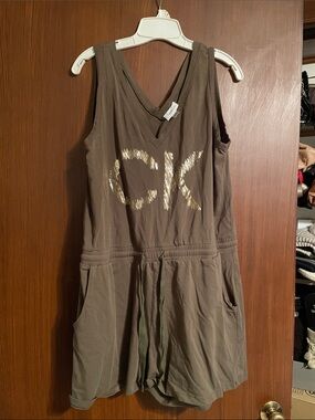 Calvin Klein Brown Sleeveless Romper with Gold CK Logo